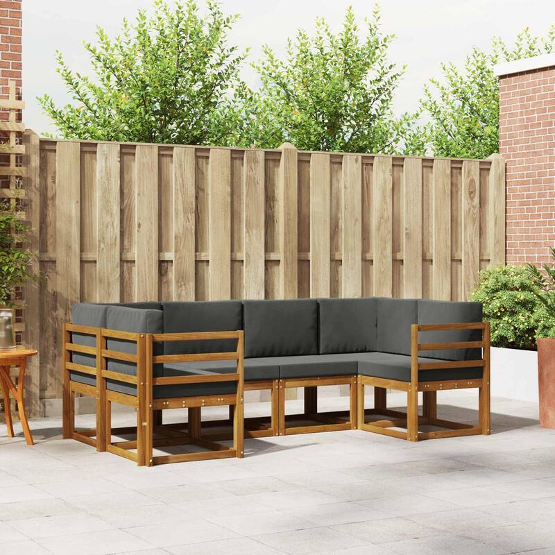 vidaXL Outdoor Sofa Set with Cushion 6 pcs Natural and Anthracite - 96.46 x 49.80 x 28.74 in