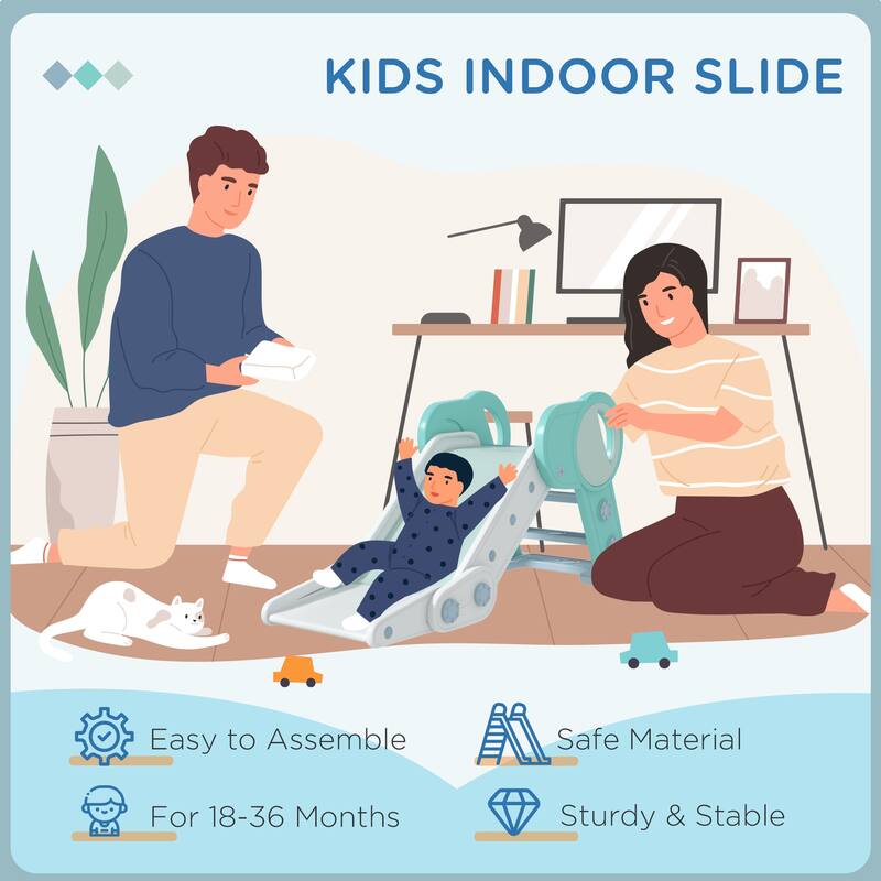 Indoor Foldable Kids Slide for 1.5-3 Years Old