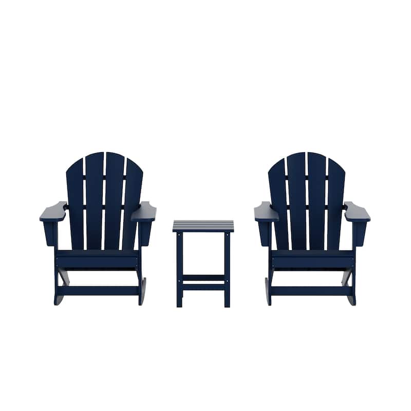 Polytrends Laguna Hdpe All Weather Outdoor Patio Rocking Chairs With Side Table (3-Piece Set)
