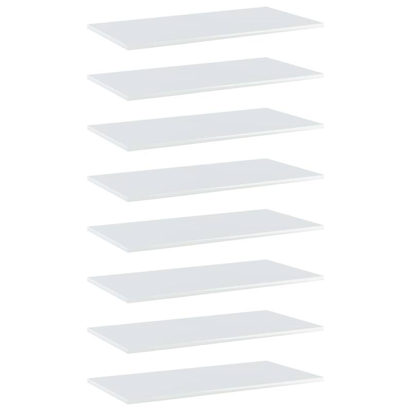 vidaXL Bookshelf Boards 8 pcs High Gloss White 31.5"x15.7"x0.6" Chipboard
