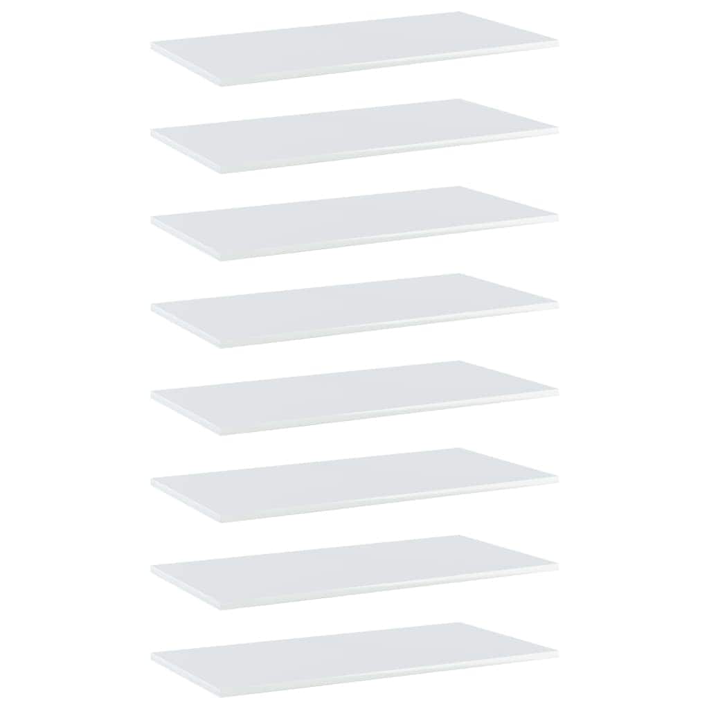 vidaXL Bookshelf Boards 8 pcs High Gloss White 31.5"x15.7"x0.6" Chipboard