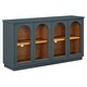 preview thumbnail 26 of 51, Buffet Cabinet with Glass Doors, Arched Cabinet with Adjustable Shelves, Kitchen Storage Cabinet with Rebound Device