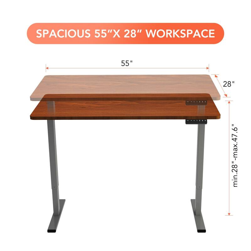 FLEXISPOT 55 x 28 Home Office Standing Desk Electric Height Adjustable Desk with LED Memory Control