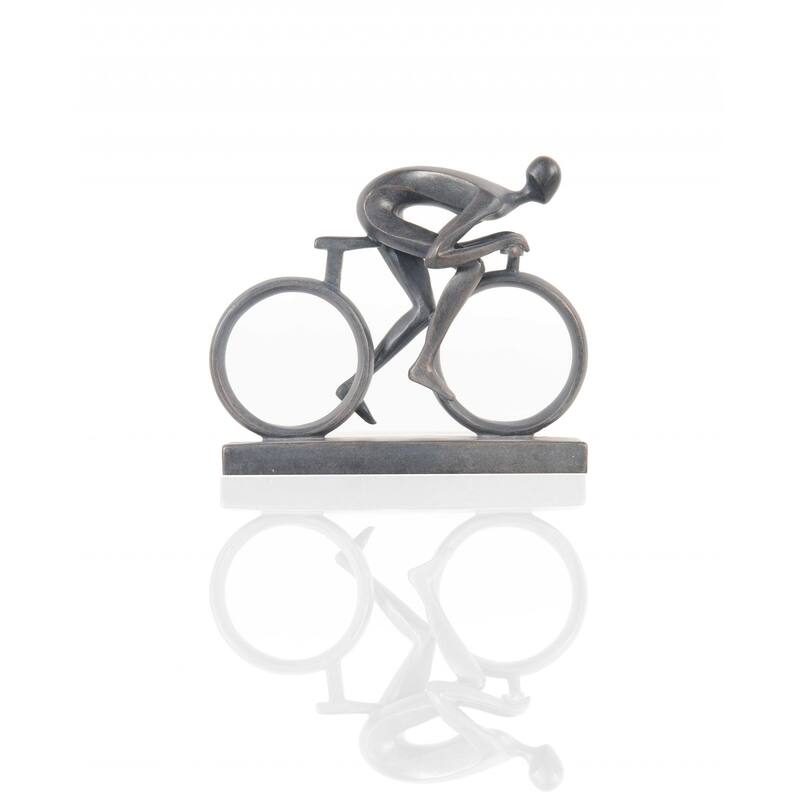HomeRoots Minimalist Cyclist Cement Finish Statue - 3.5' X '7' X '8.5