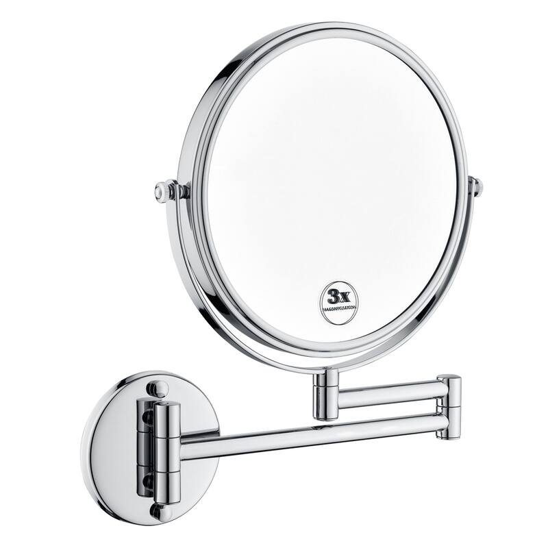 8 Inch LED Wall Mount Two-Sided Magnifying Makeup Vanity Mirror - Silver - 13.5*9*8