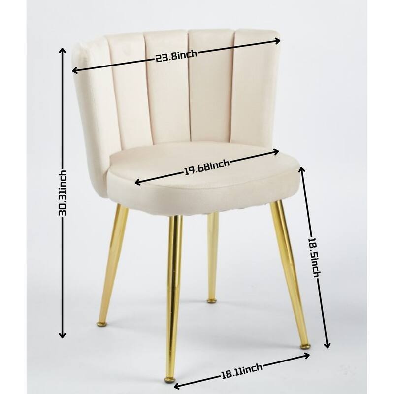 Modern Velvet Dining Chair Set of 2, with Iron Tube Golden Legs and Comfortable Backrest