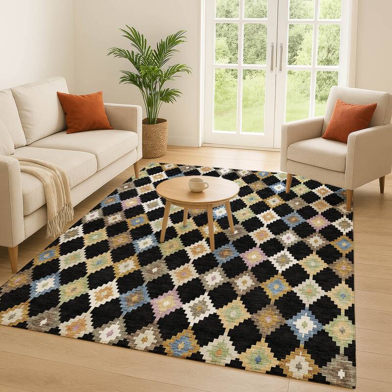 Machine Washable Indoor/ Outdoor Global Ahmet Chantille Rug