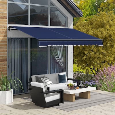 Outsunny 10' x 8' Retractable Awning, Patio Awning Sunshade Shelter with Manual Crank Handle