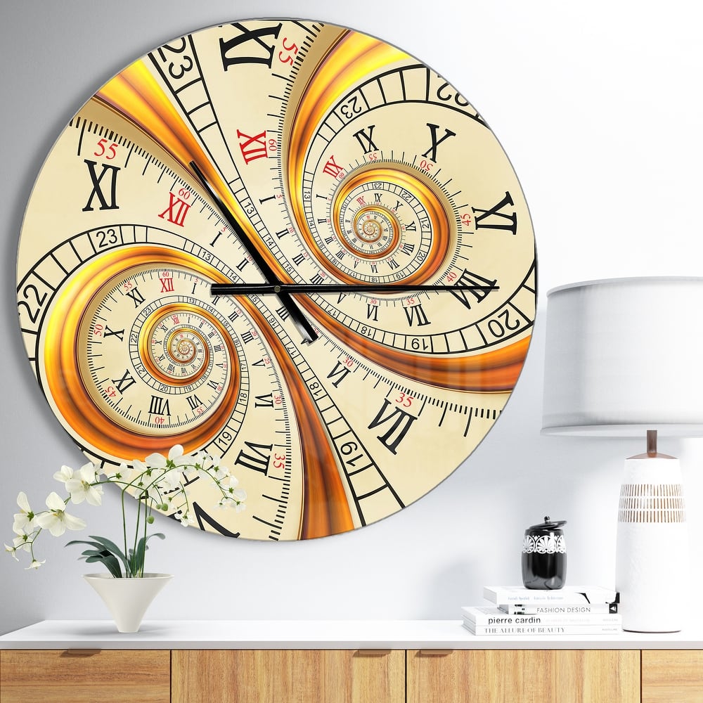 Designart 'Silver metal flower fractal' Oversized Contemporary Wall CLock