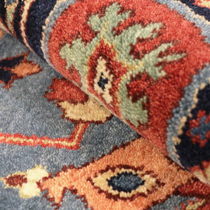 Pasargad Home Serapi Collection Hand-Knotted Rust/Navy Wool Area Rug