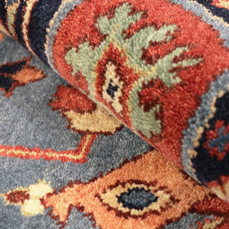 Pasargad Home Serapi Hand-Knotted Rust/Navy Wool Area Rug