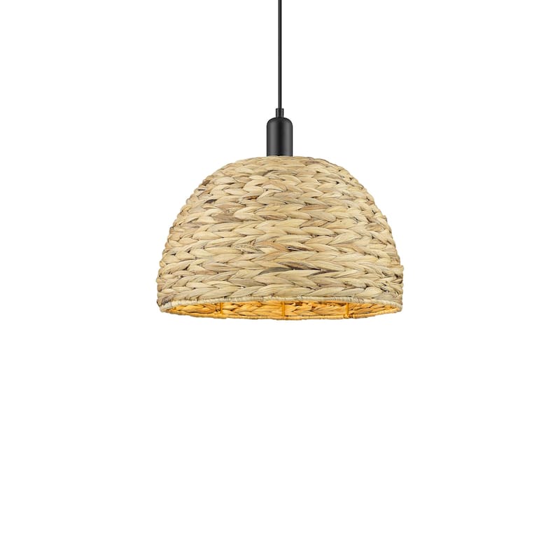 Innovations Lighting 716-1P-14-16 Woven Rattan Pendant Woven Rattan - Matte Black / Natural