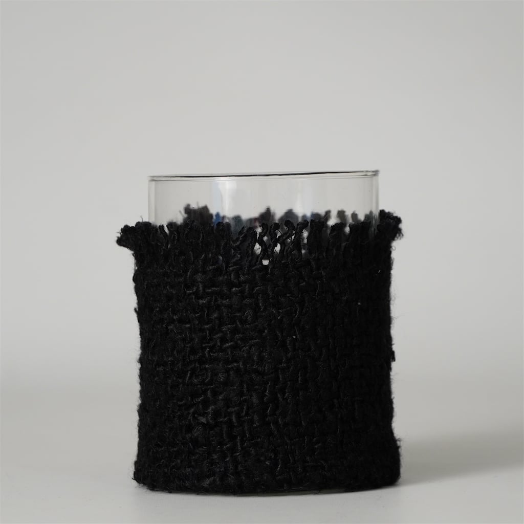 Woven Glass Votive Candle Holder - 5" - Gray