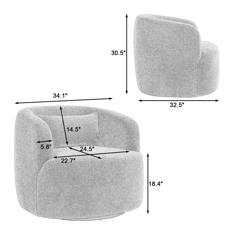 Modern Accent Chair Boucle Swivel Barrel Chair Set of 2