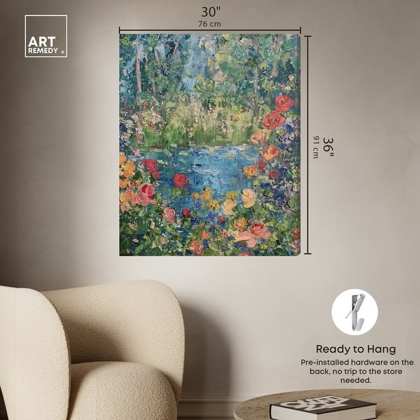 dimension image slide 2 of 5, Art Remedy Serene Escape Gallery Wrapped Impressionism 1 Piece Canvas Wall Art /Monet And Van Gogh Inspired Art
