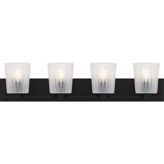Gray 4-Light Matte Black Bath Light