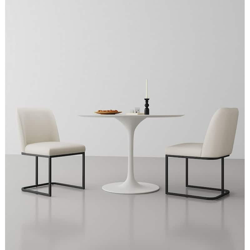 Manhattan Comfort Serena Faux Leather Dining Chair (Set of 2) - Cream