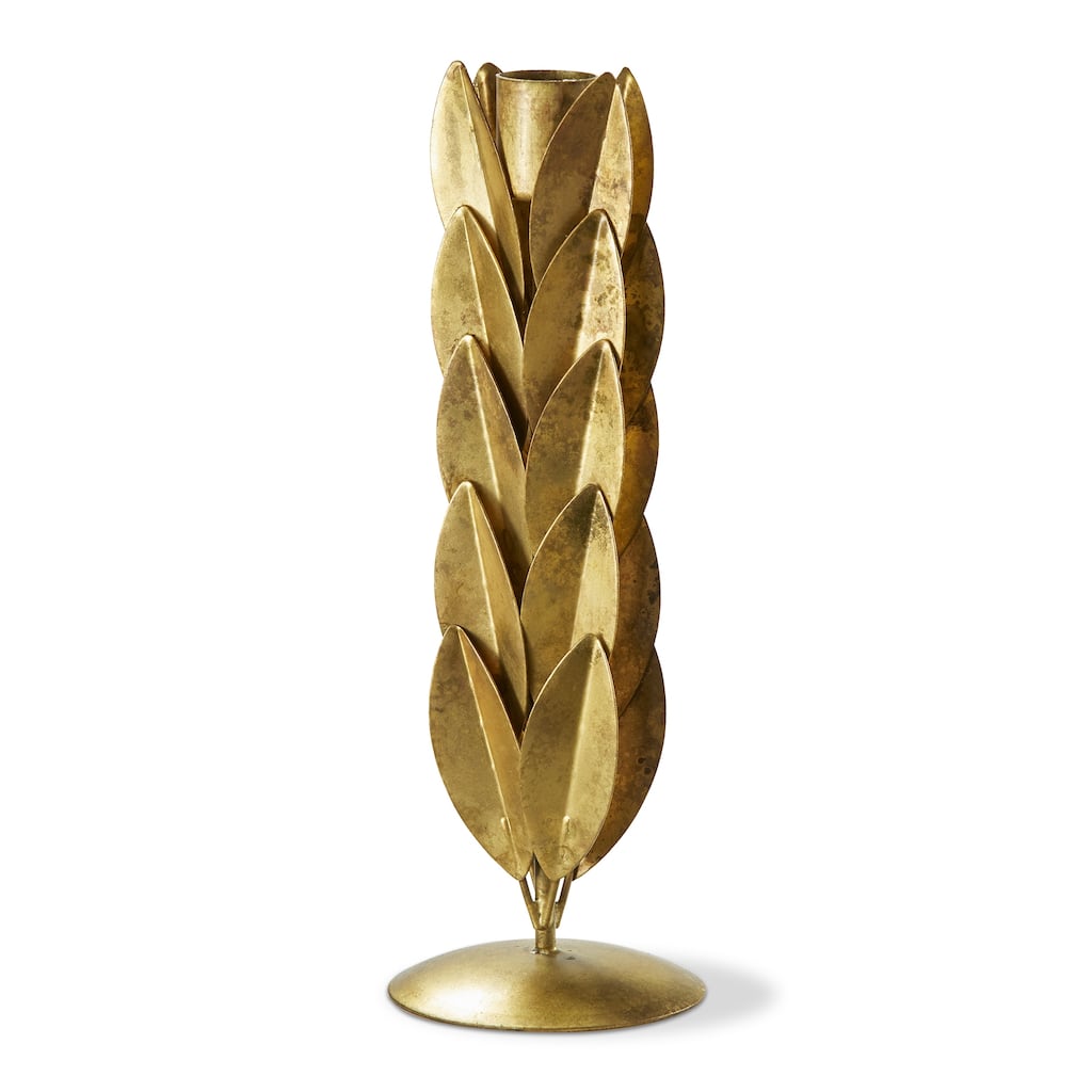 Orla Small Taper Holder - Antique Brass Gold Candle Holder for Straight Candles, 8.5" H x 3" L x 3" W