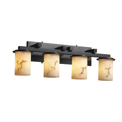 Justice Design LumenAria Dakota 4-light Dark Bronze Bath Bar, Faux Alabaster Cylinder - Flat Rim Shade