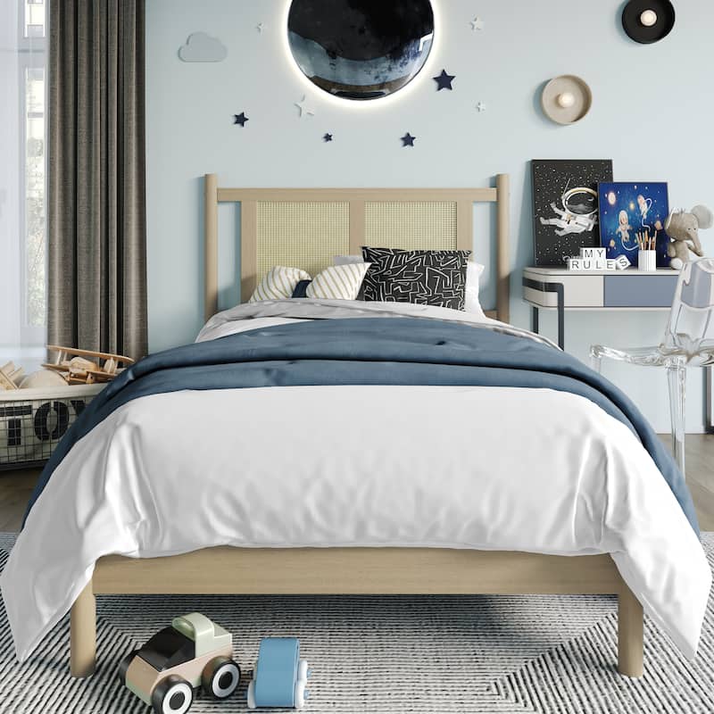 CraftPorch Transitional Wooden Platform Kid Bed