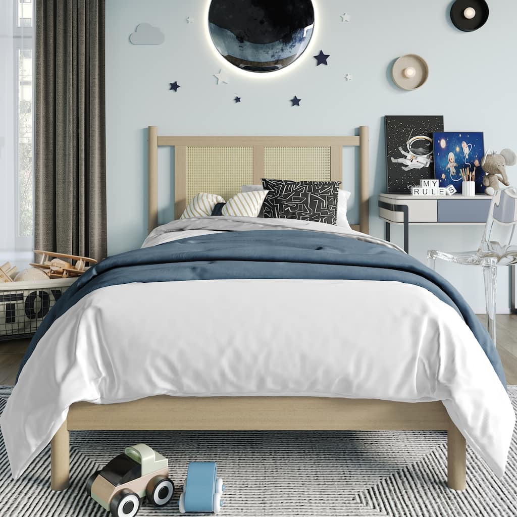 CraftPorch Transitional Wooden Platform Kid Bed