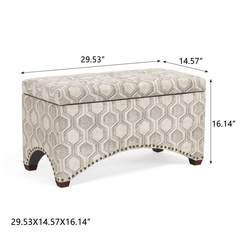 Adeco Rectangle Tufted Storage Ottoman Bench Velvet Fabric Foot Rest