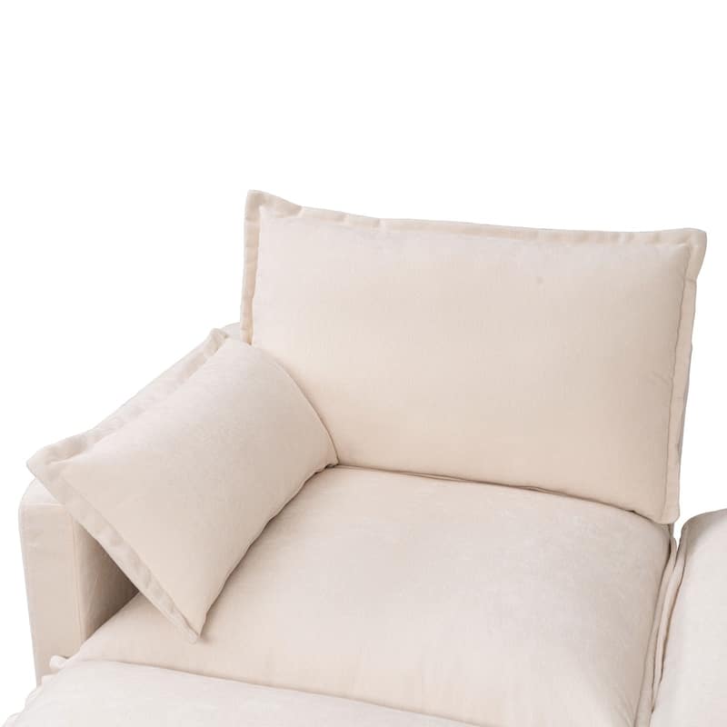 93.31" Modern L-Shaped Sectional Sofa with Movable Ottoman