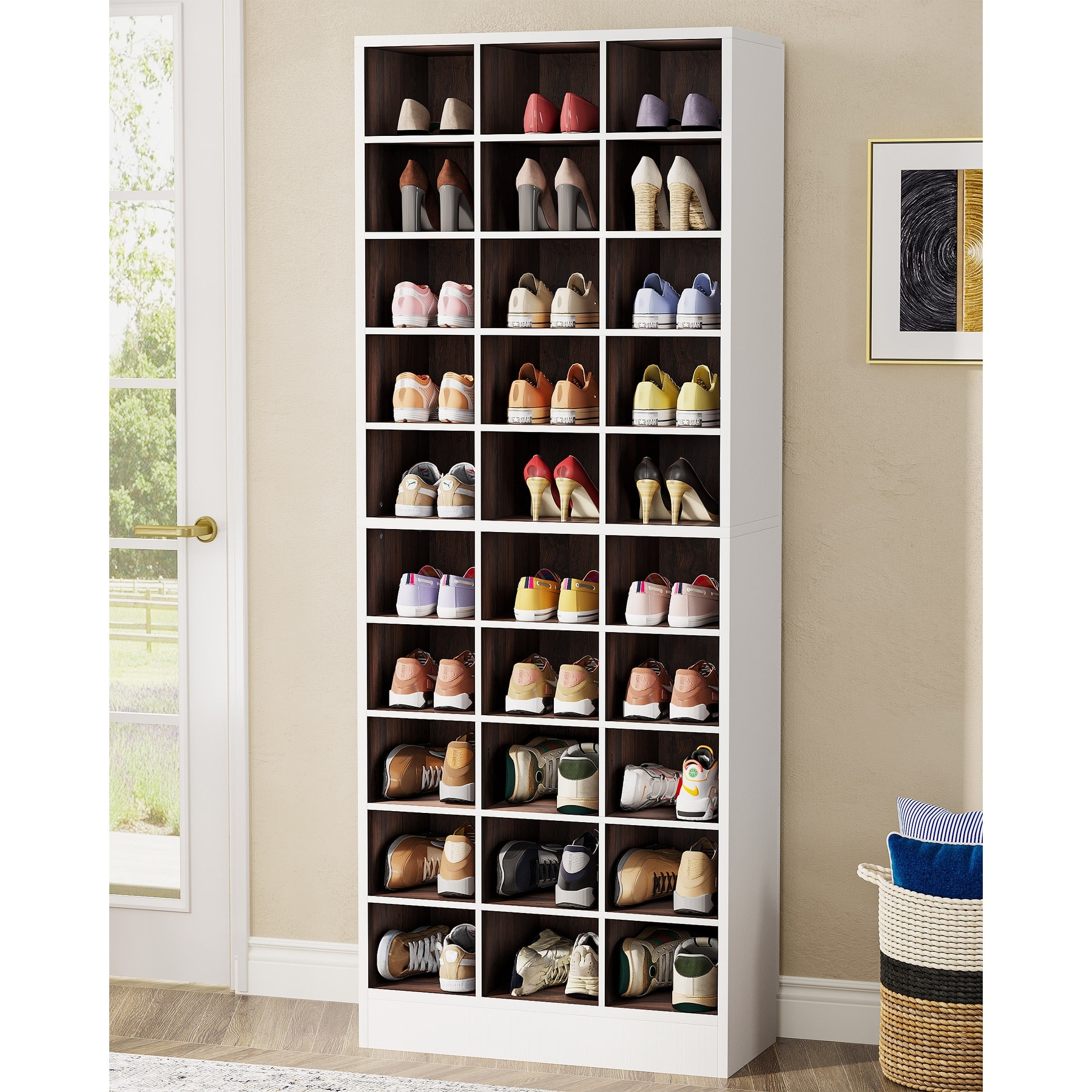 White wooden shoe rack outlet
