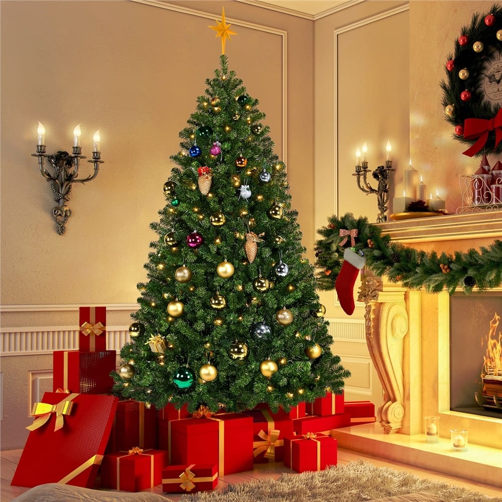 Yaheetech Pre-lit Spruce Artificial Hinged Holiday Christmas Pine Tree