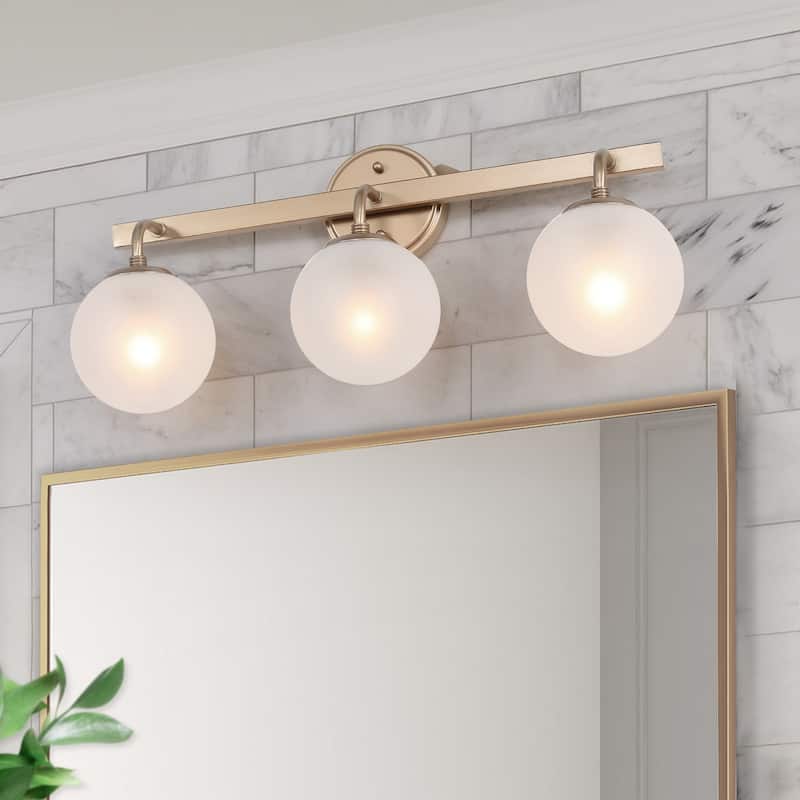 Siya Modern Gold Bathroom Vanity Light 3-light Wall Sconces with Frosted Glass Dimmable Light - L23.5"x W 6.5"x H 10.5"
