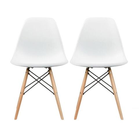 Plastic Eiffel Dining Chairs with Wood Dowel Legs (Set of 2)