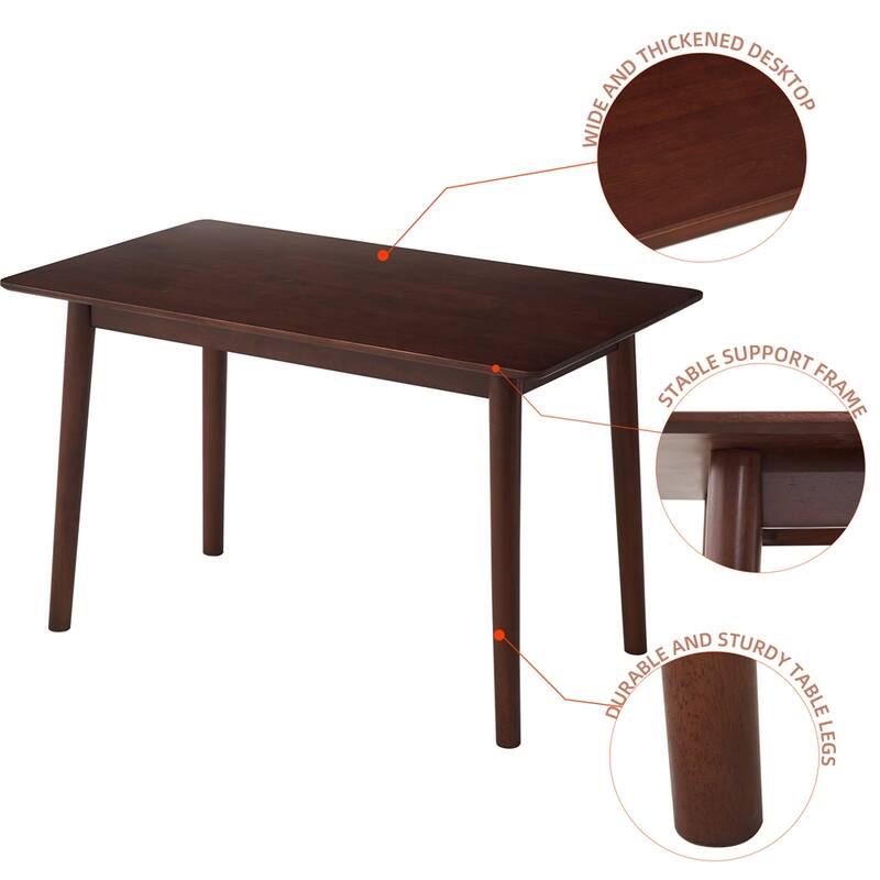 47-inch Dining Table Black Solid Wood Kitchen Table Dining Table