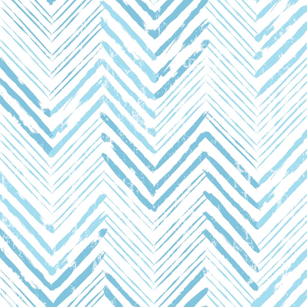 White and Blue Chevron Waves Peel and Stick Wallpaper - 24'' W x 10' L