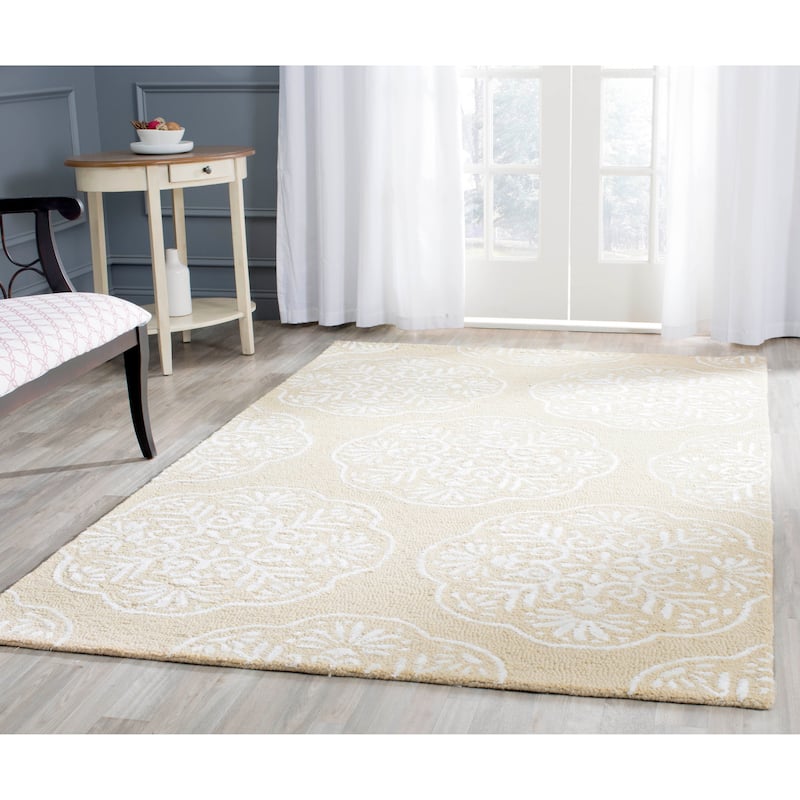 SAFAVIEH Handmade Bella Abygaelle Modern Floral Wool Rug - 3' x 5' - Beige/Ivory