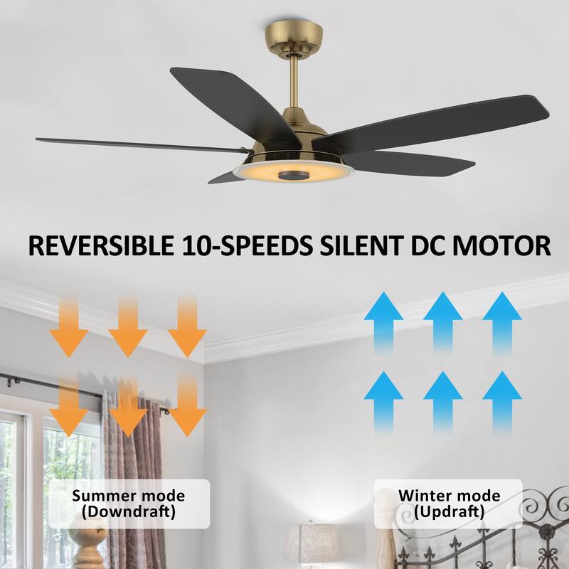 CARRO Harley 52" Smart Ceiling Fan with LED Light and Remote
