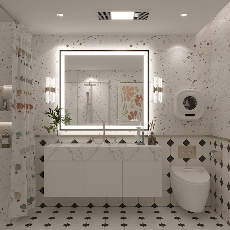 Extra Large Black Frame LED Bathroom Vanity Mirror with 3 Years Warranty and UL Certified