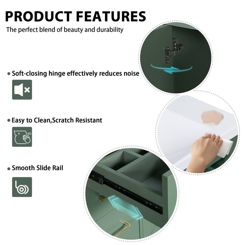 30'' Freestanding Bathroom Vanity with White Integrated Ceramic Sink - 30'' x 18'' x 34''