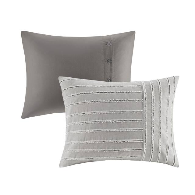 Madison Park Signature Essence Gray Cotton Clip Jacquard Comforter Set