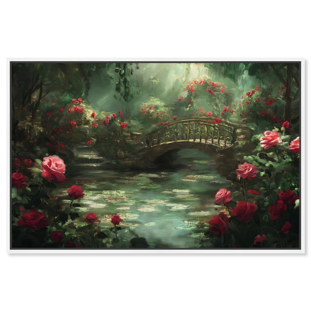 Rose Garden Bridge Canvas by Art Remedy