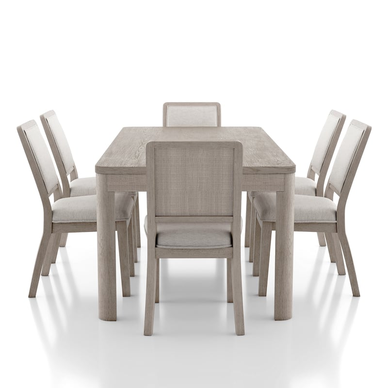 Furniture of America Billet Modern 7-Piece Natural Oak Wood Dining Set