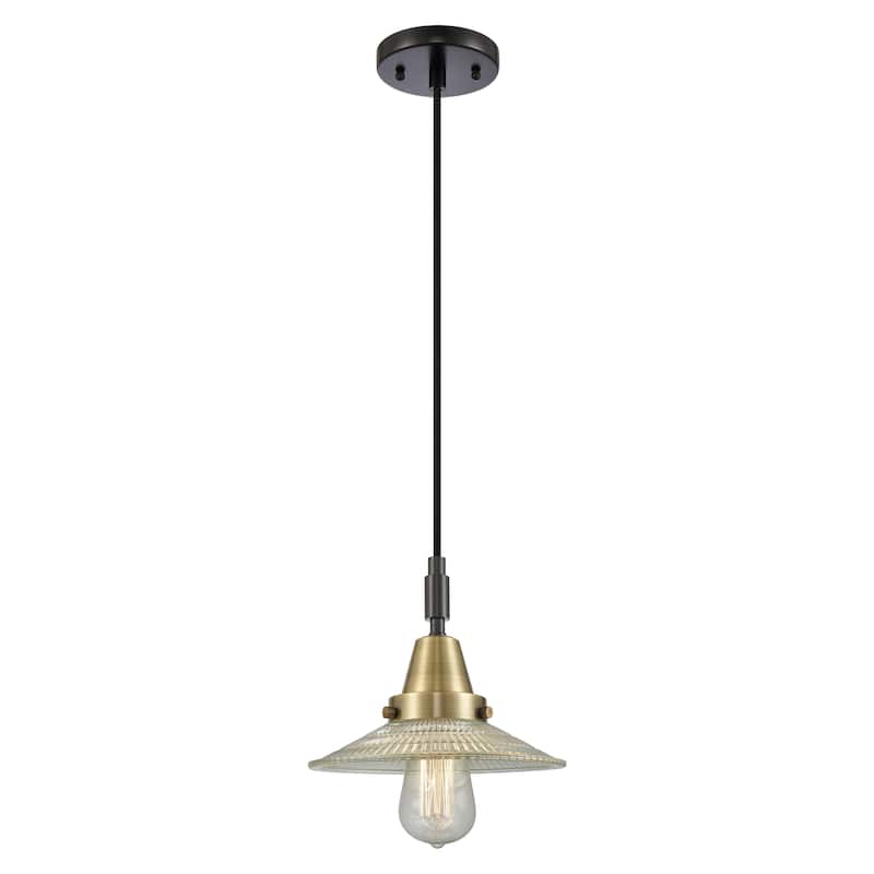 Innovations Lighting Downtown Urban - Caden Halophane - 1 Light 9" Cord Hung Mini Pendant - Clear Halophane Shade/Black Antique Brass