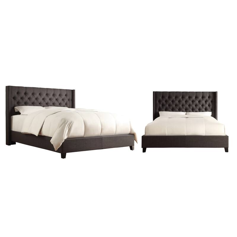 Detmold Wingback Button Tufted Queen Bed - Dark Grey Regular - Queen