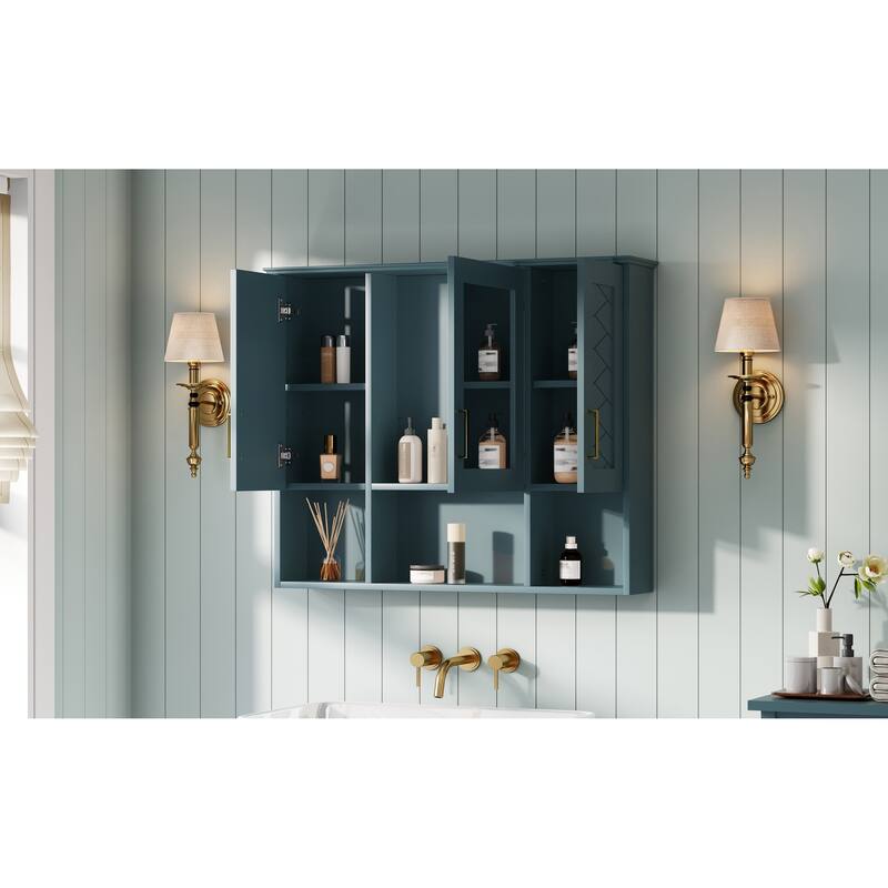 35" 2-in-1 Wall Mounted Medicine Cabinet with Adjustable Shelves & Soft Close Doors, High-Define Mirror with Storage