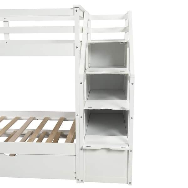 Shop Merax Twin Over Twin Stairway Bunk Bed With Trundle And Storage Drawers On Sale Overstock 31892170