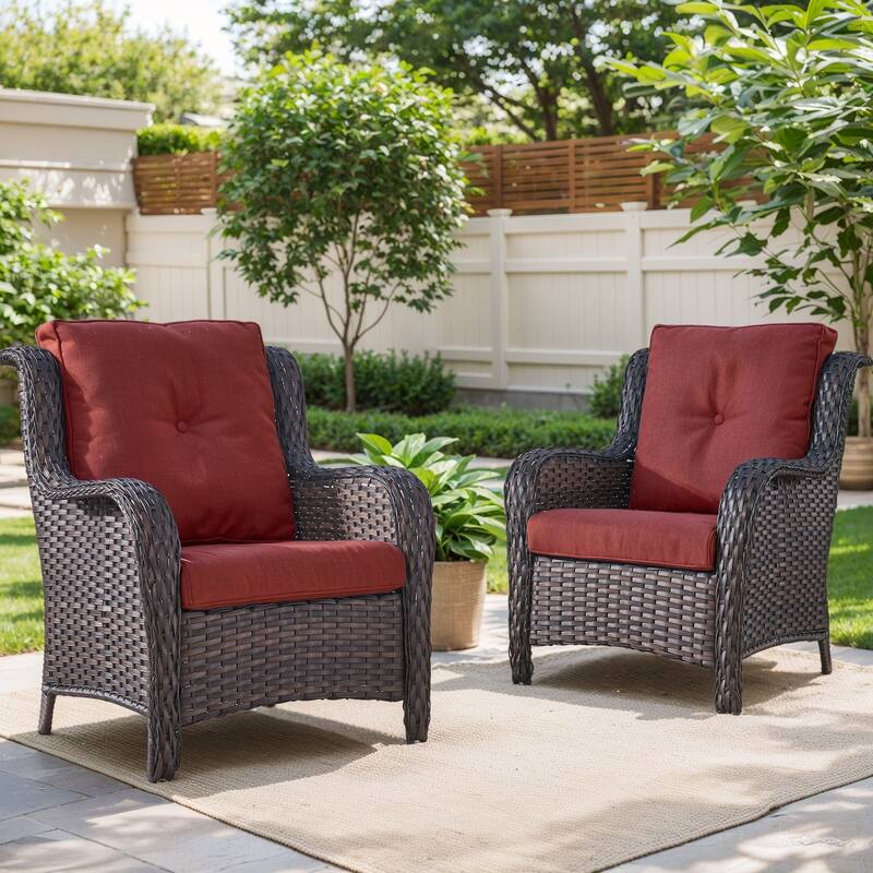 Gymojoy Wicker Patio Club Chairs with Olefin Weather-Resistant Cushions