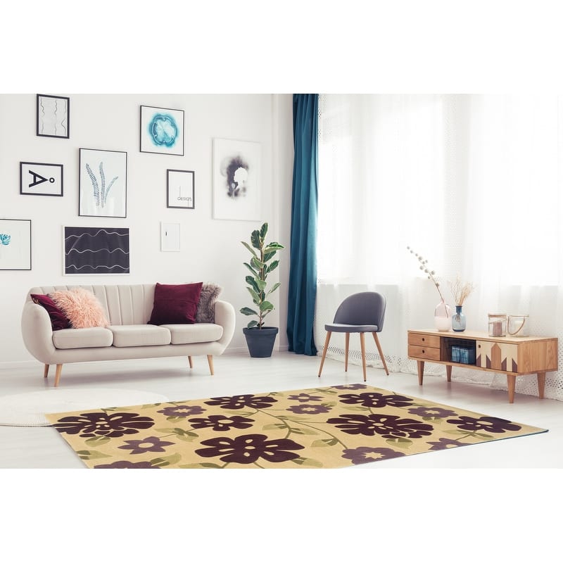 Hand-Tufted Trio Purple Floral Rug Collection
