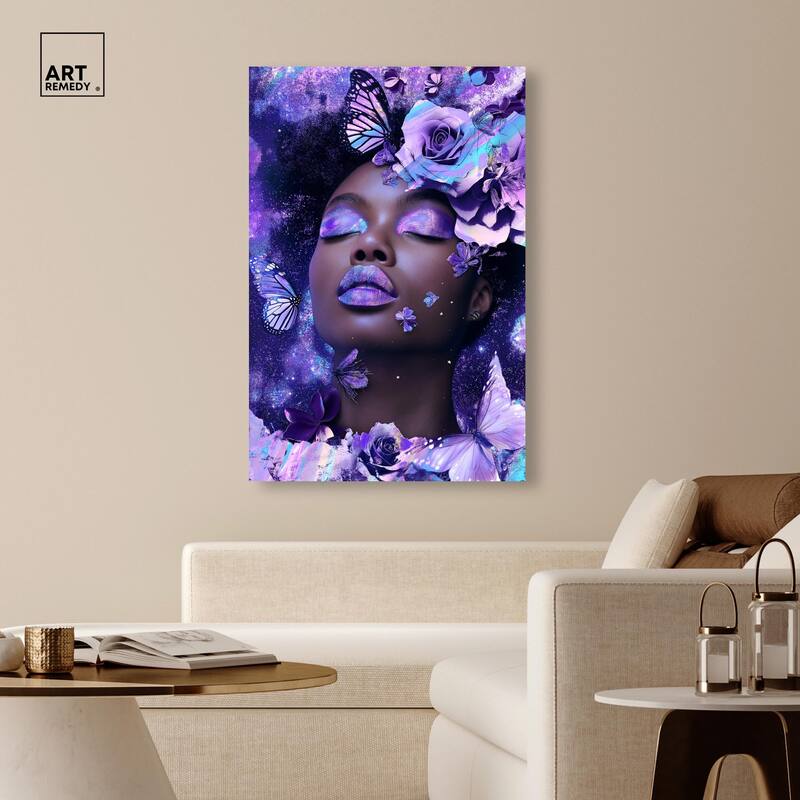A Glistening Neon Woman Canvas by Art Remedy, Gallery Wrapped