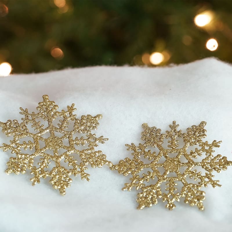 24ct Glittered Snowflake Christmas Ornaments 4"