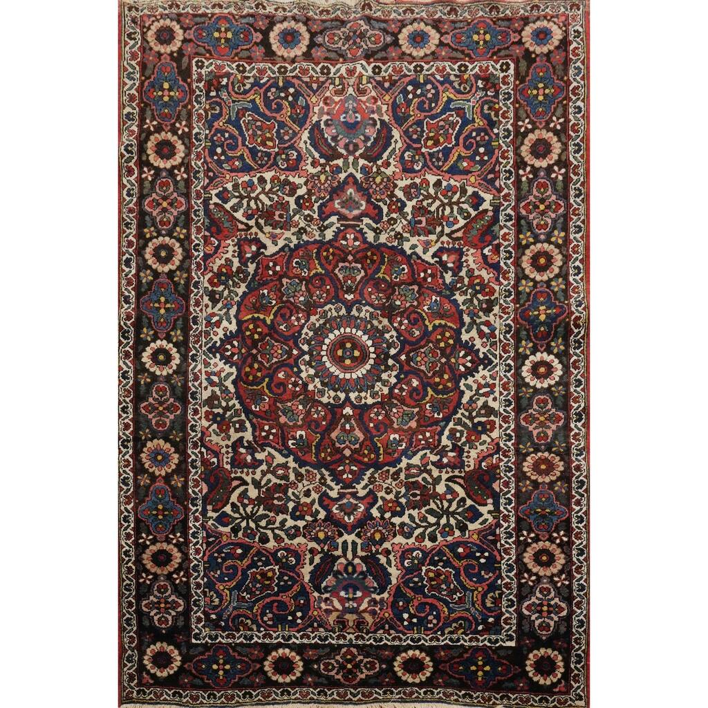Hand Knotted Oriental 100% Wool Carpet Traditional Floral Beige & Ivories Bakhtiari Area Rug - 6' 3'' X 4' 6''
