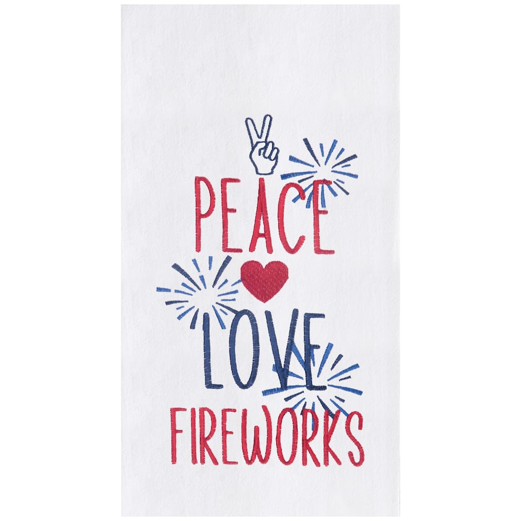 Peace Love Fireworks Cotton Flour Sack Kitchen Towel